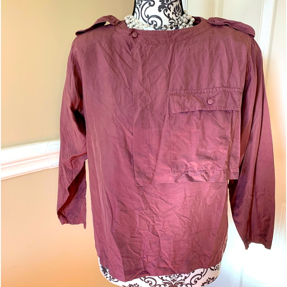 Courtney Rhodes- vintage, women’s top, maroon & 100% silk, size 6 petite